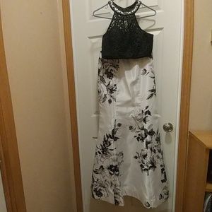 2 pc Black and White Prom Dress